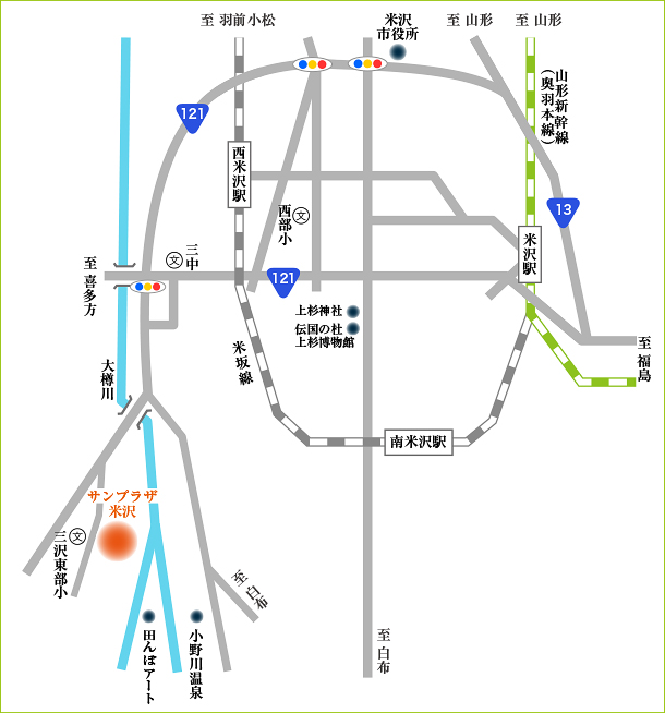 サンプラザ米沢の地図
